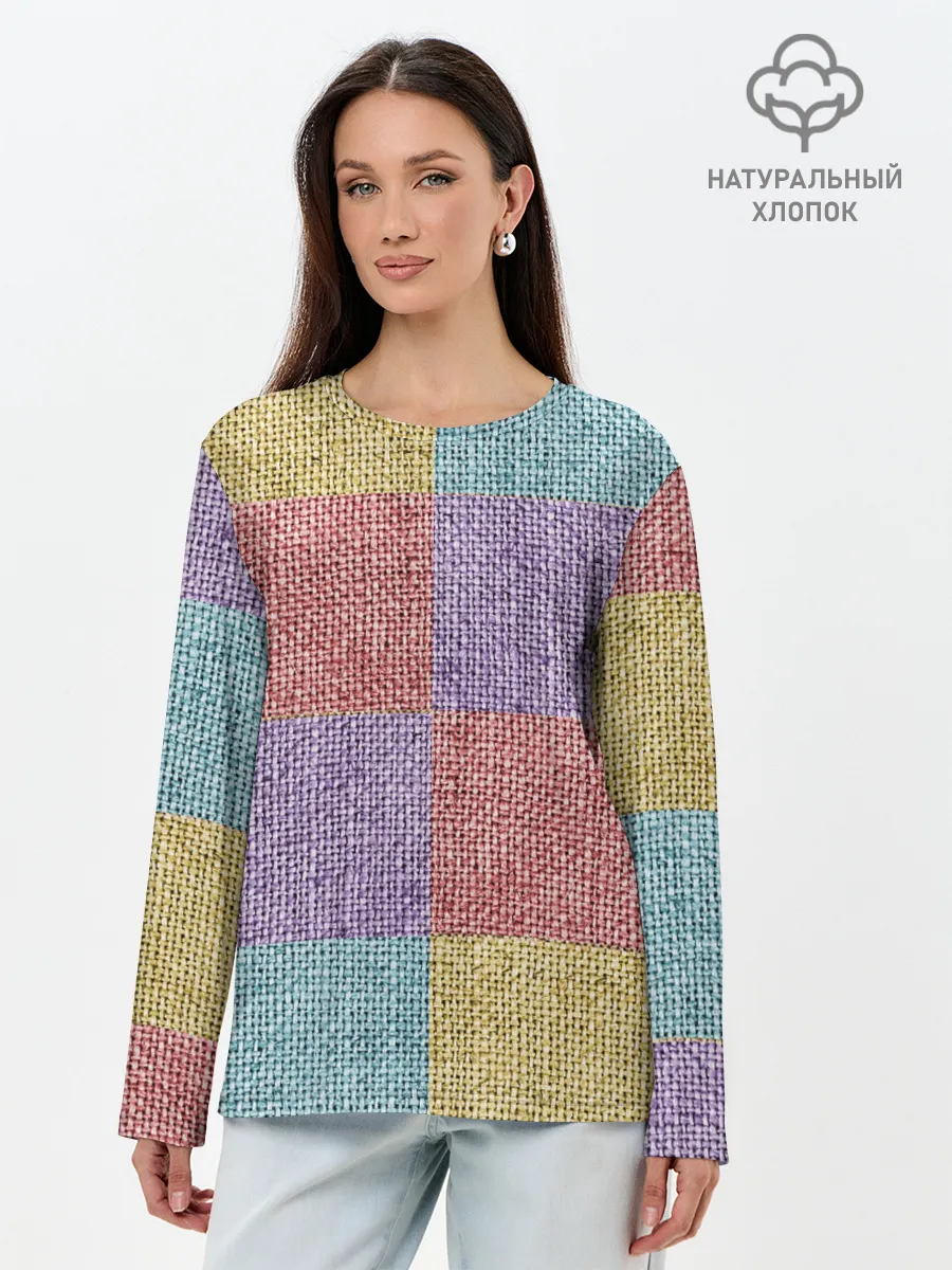 Лонгслив женский. Хлопок / Patchwork