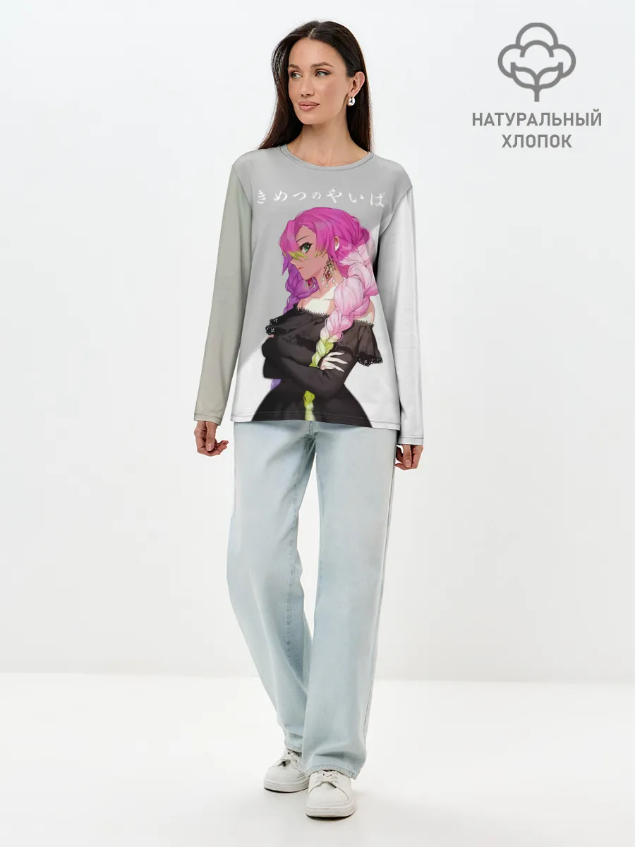 Лонгслив женский. Хлопок / Mitsuri Kanroji Kimetsu no Yaiba