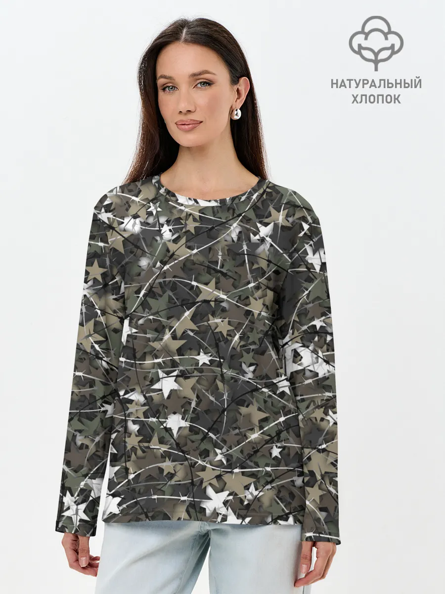 Лонгслив женский. Хлопок / Звёзды и колючки