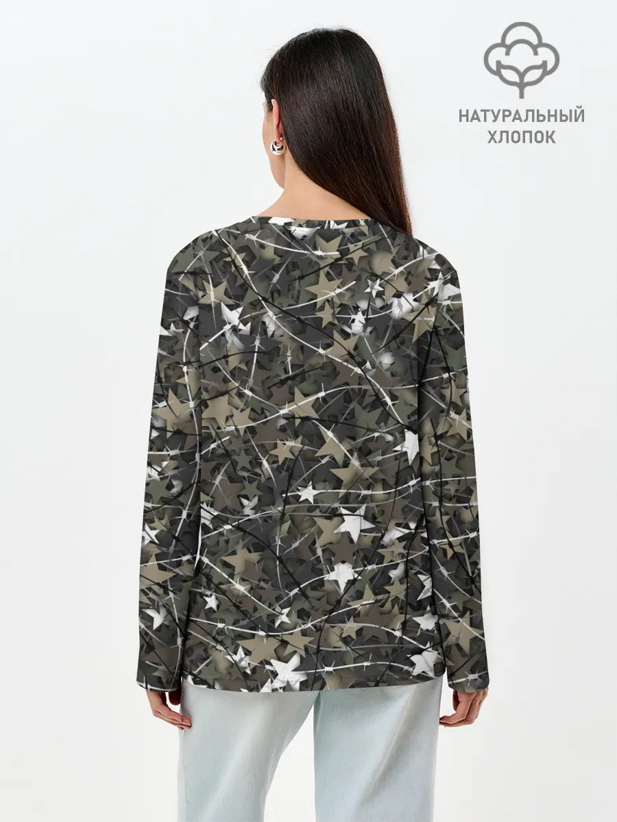 Лонгслив женский. Хлопок / Звёзды и колючки