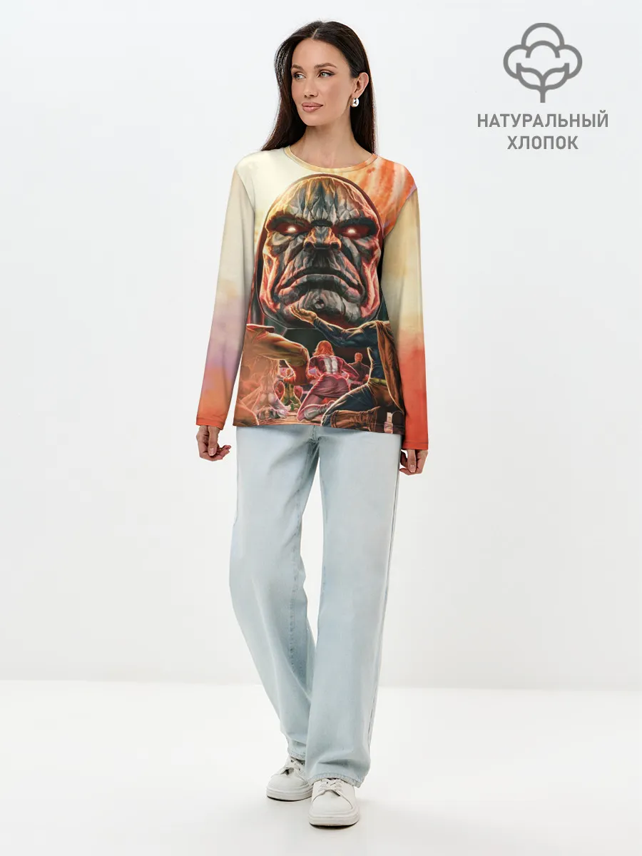 Лонгслив женский. Хлопок / Darkseid | Дарксайд смотрит с высока