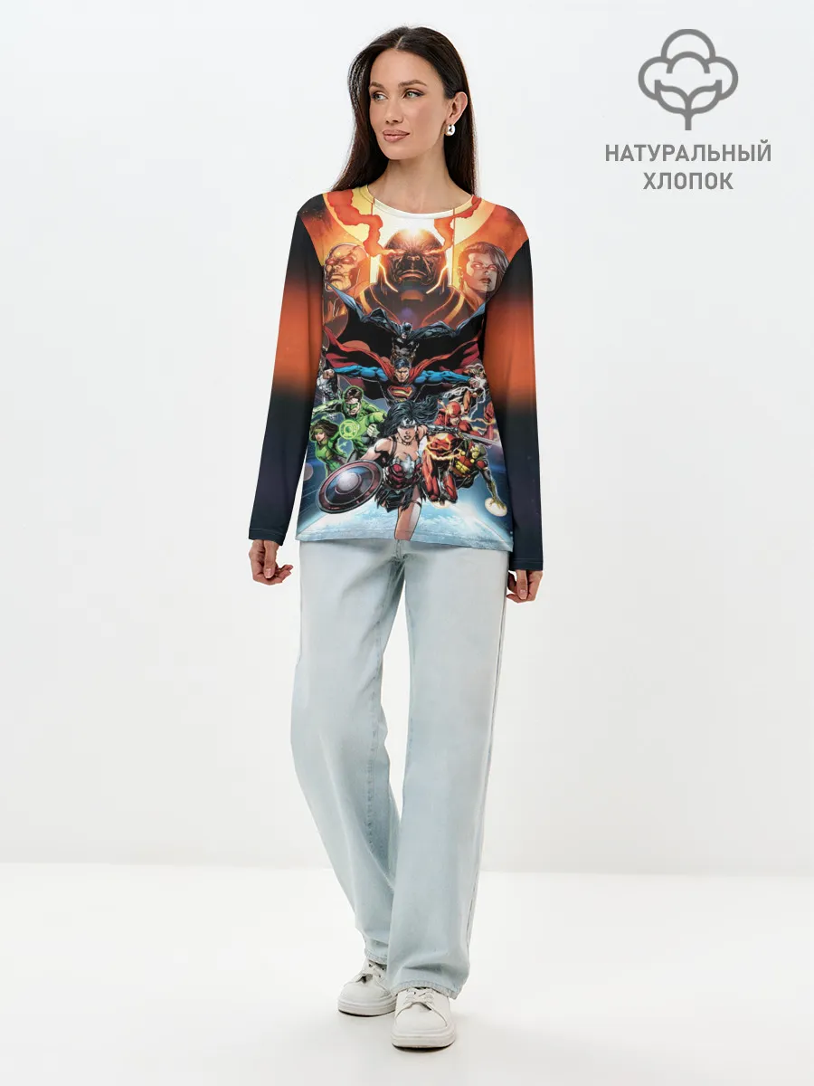 Лонгслив женский. Хлопок / Darkseid VS Justice League