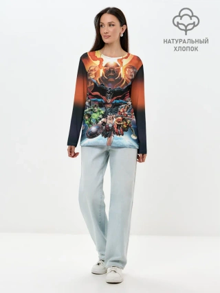 Лонгслив женский. Хлопок / Darkseid VS Justice League