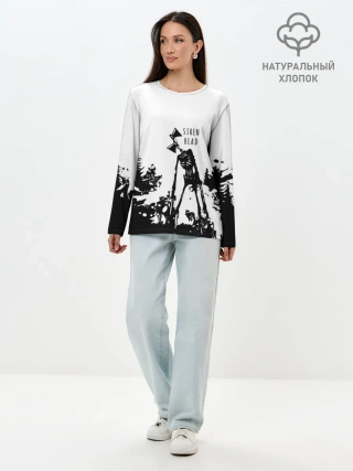 Лонгслив женский. Хлопок / Лес сиреноголового