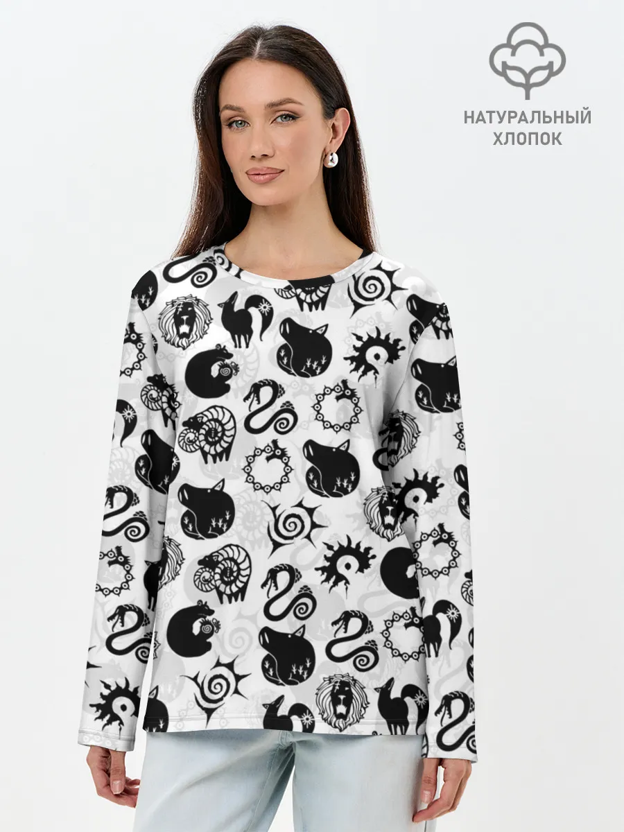 Лонгслив женский. Хлопок / 7 СМЕРТНЫХ ГРЕХОВ СИМВОЛЫ