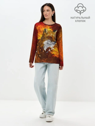 Лонгслив женский. Хлопок / Огненный Лис