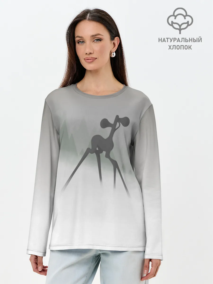 Лонгслив женский. Хлопок / Сиренеголовый олень