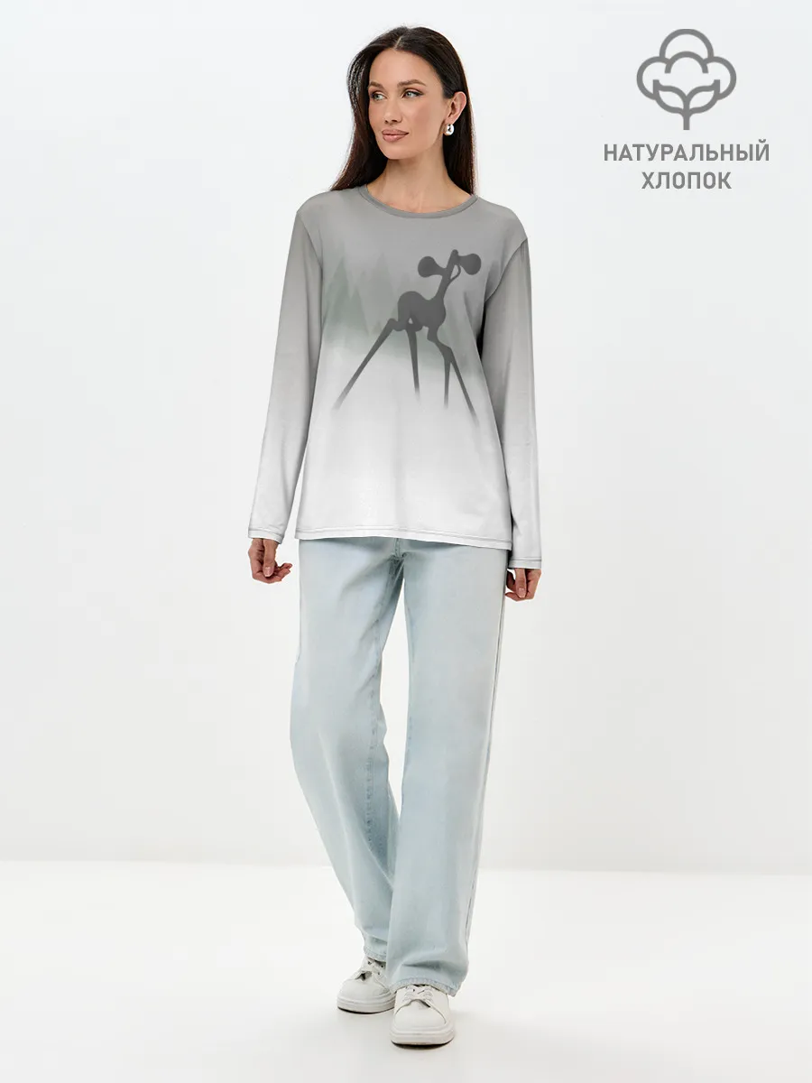 Лонгслив женский. Хлопок / Сиренеголовый олень