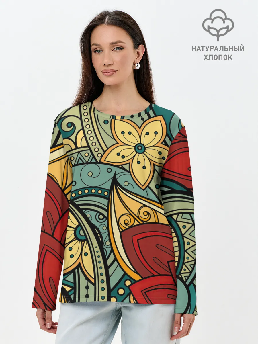 Лонгслив женский. Хлопок / Векторная клумба