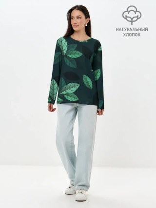 Лонгслив женский. Хлопок / листва