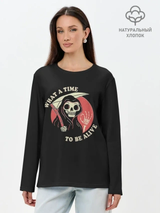 Лонгслив женский. Хлопок / Friendly Grim Reaper