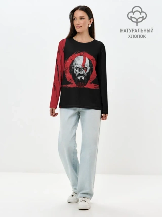 Лонгслив женский. Хлопок / Брутальный Кратос | GOW