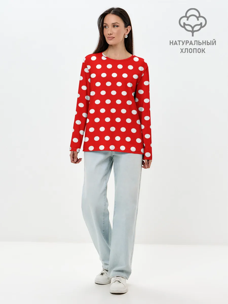 Лонгслив женский. Хлопок / Маленькие луны