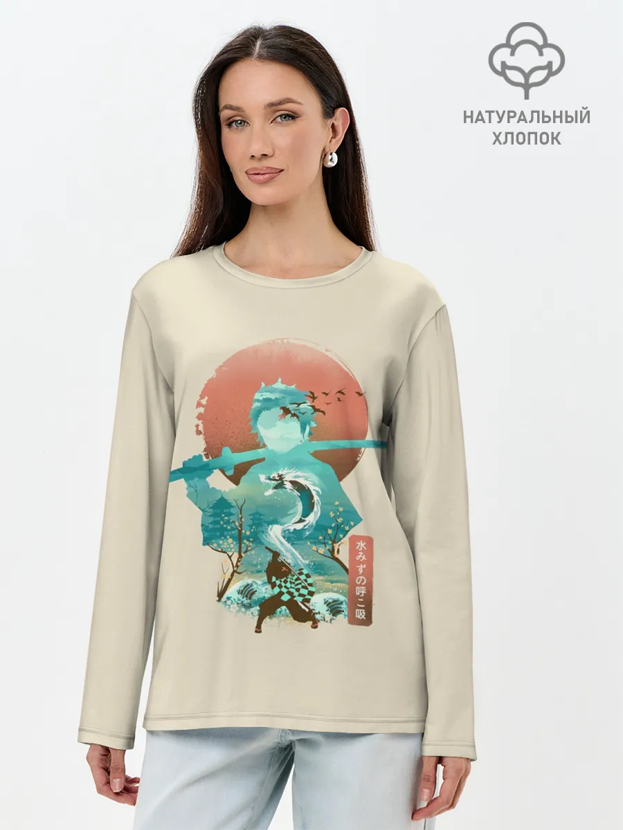 Лонгслив женский. Хлопок / Demon Slayer. Tanjiro