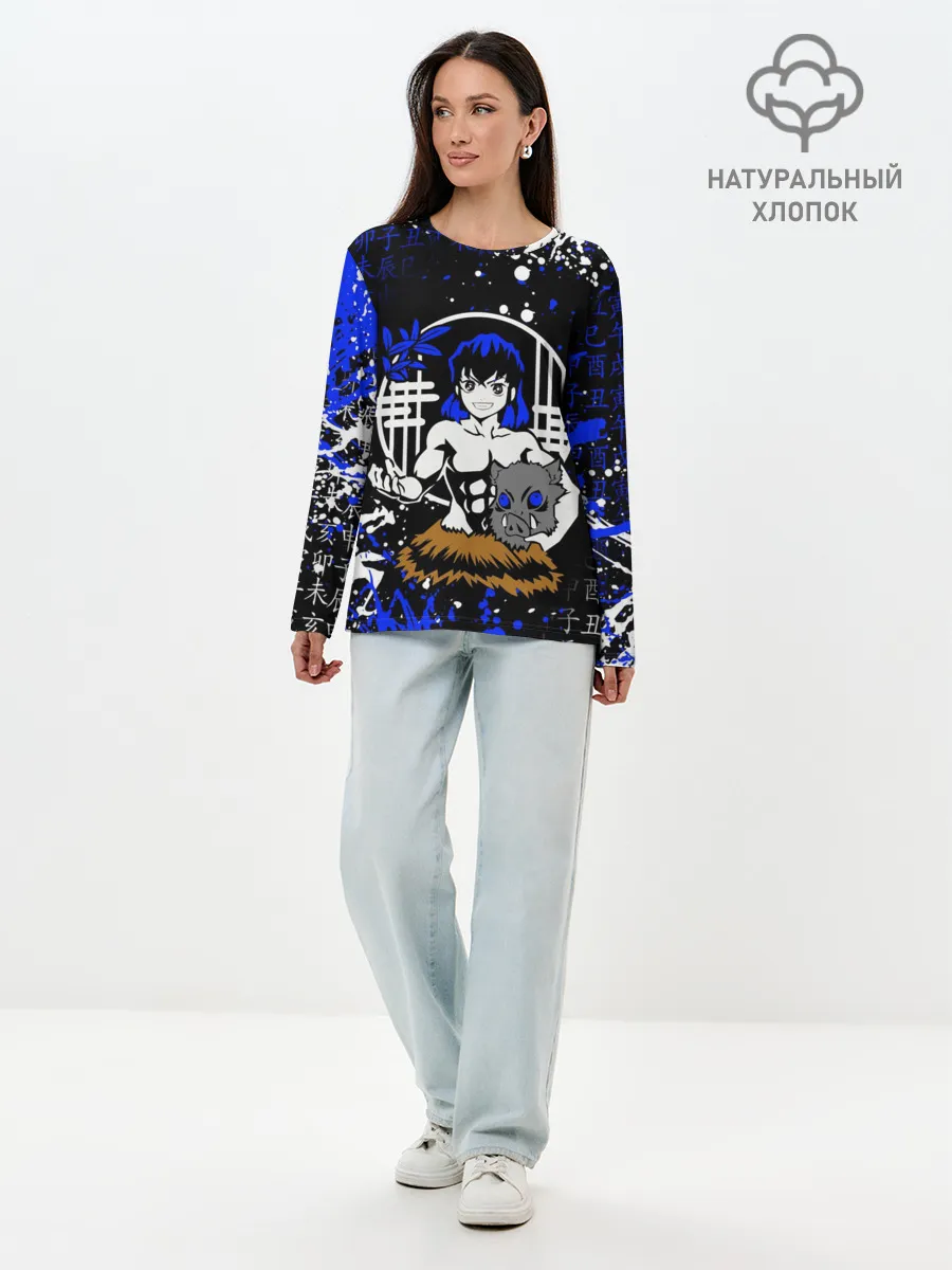 Лонгслив женский. Хлопок / ИНОСКЕ ХАШИБИРА