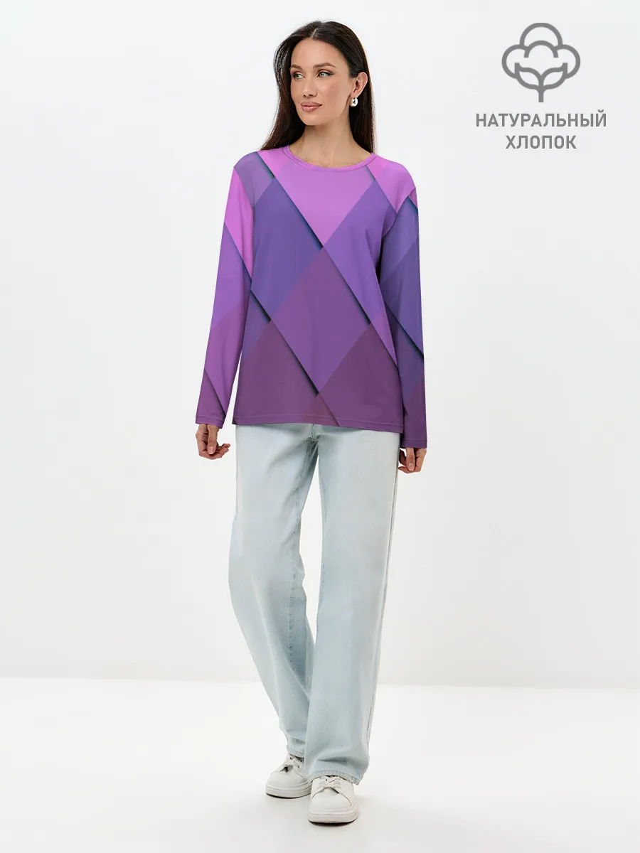 Лонгслив женский. Хлопок / Спортивный ромб