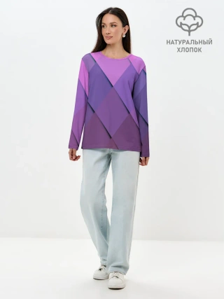 Лонгслив женский. Хлопок / Спортивный ромб