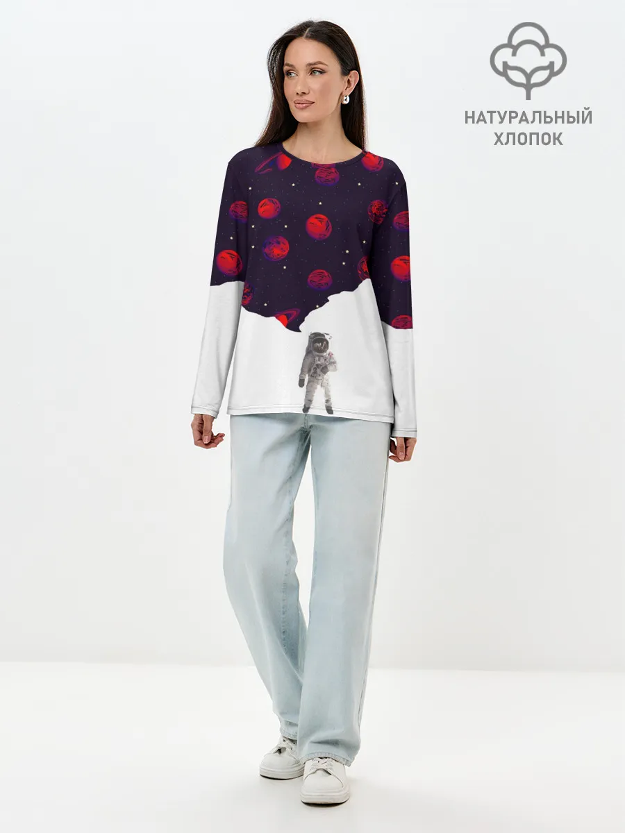 Лонгслив женский. Хлопок / Мысли Космонавта
