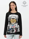 Лонгслив женский. Хлопок / Кот Космонавт