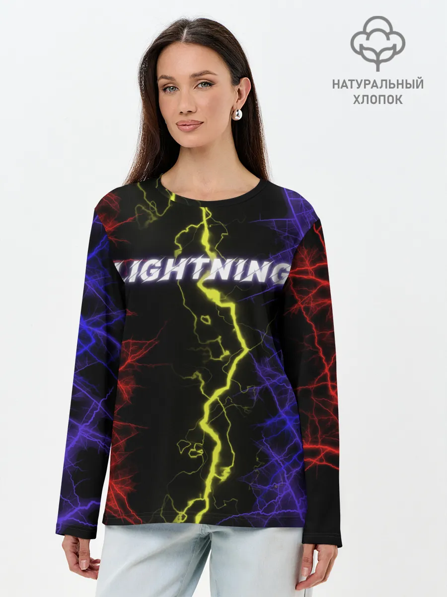 Лонгслив женский. Хлопок / Lightning | Молния
