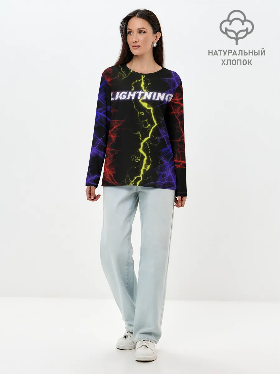 Лонгслив женский. Хлопок / Lightning | Молния