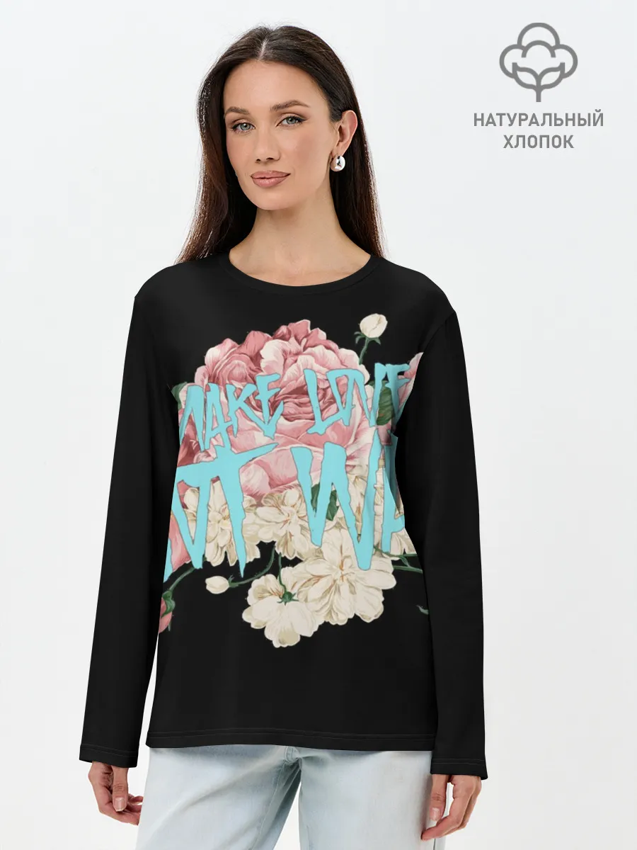 Лонгслив женский. Хлопок / Нет войне.