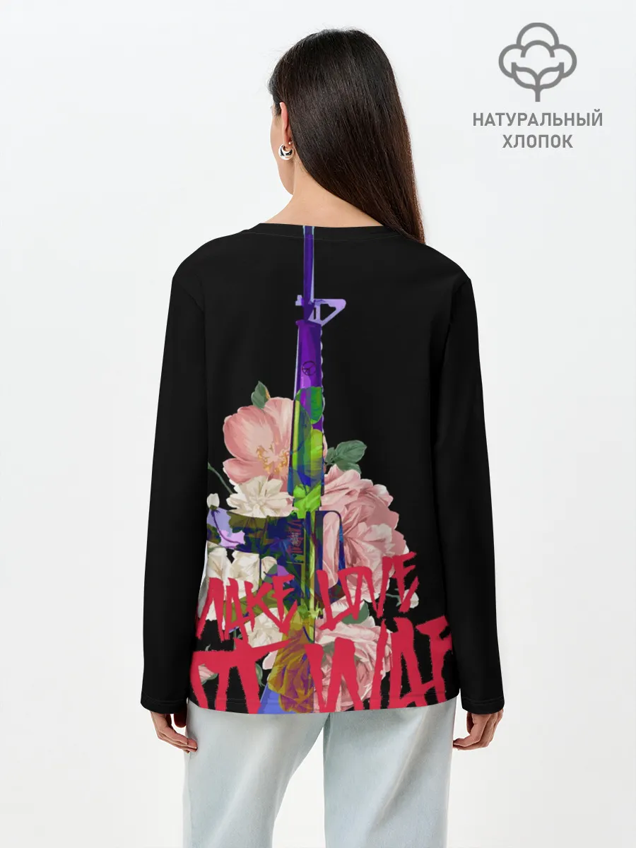 Лонгслив женский. Хлопок / Нет войне.