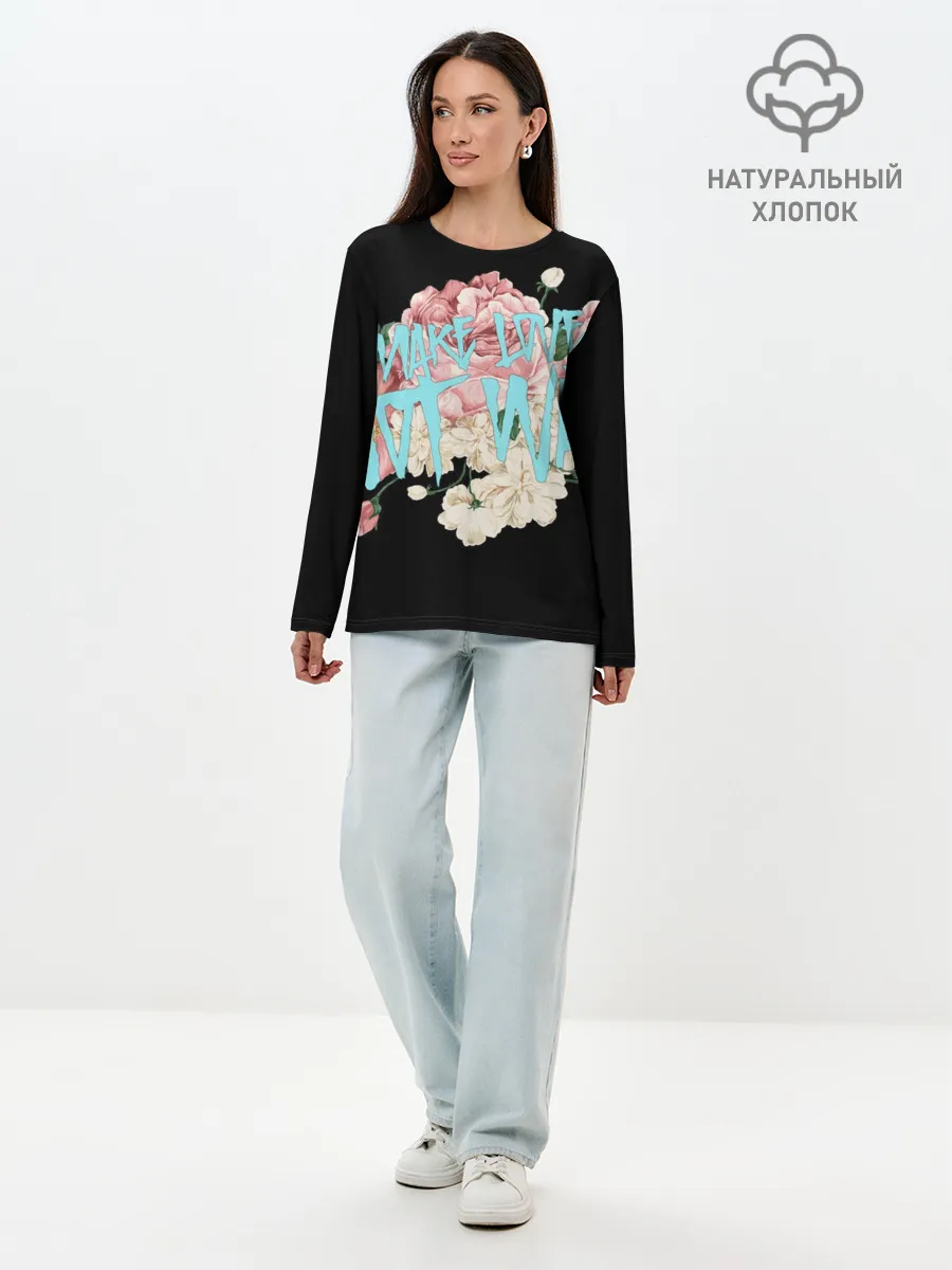 Лонгслив женский. Хлопок / Нет войне.