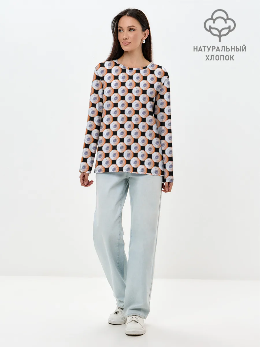 Лонгслив женский. Хлопок / Часы