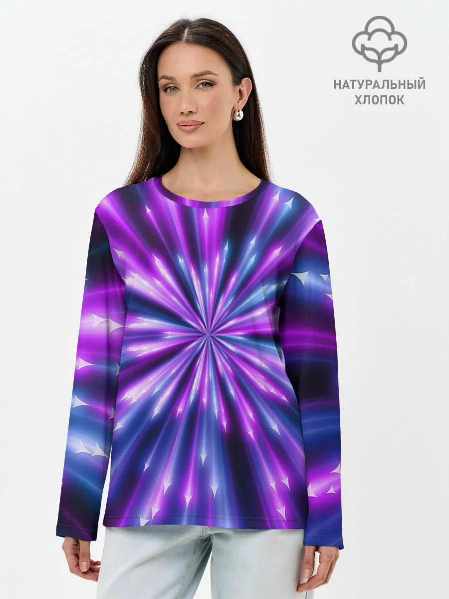 Лонгслив женский. Хлопок / Неоновые стрелы