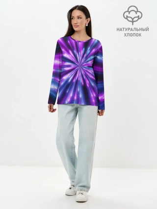 Лонгслив женский. Хлопок / Неоновые стрелы