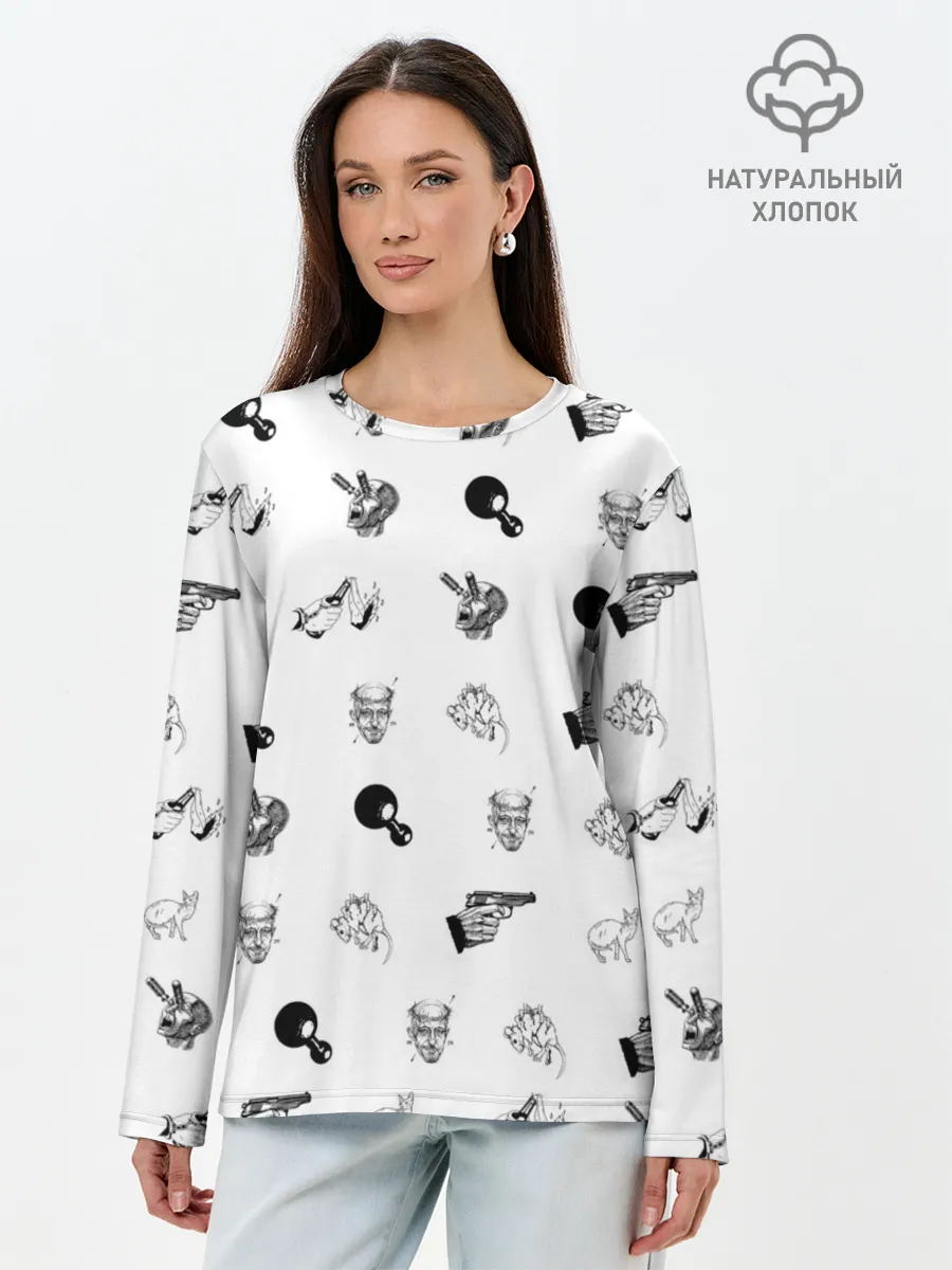Лонгслив женский. Хлопок / Кровосток | Паттерн