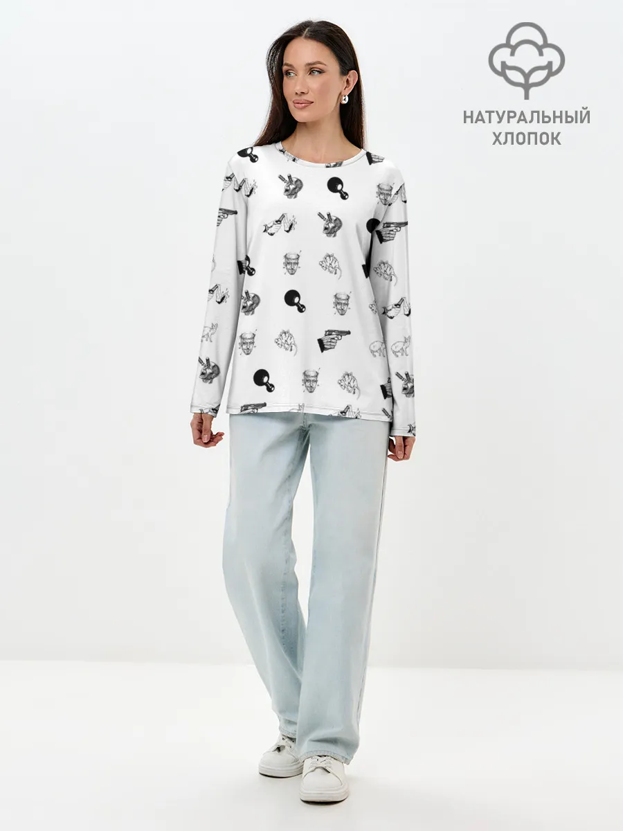 Лонгслив женский. Хлопок / Кровосток | Паттерн