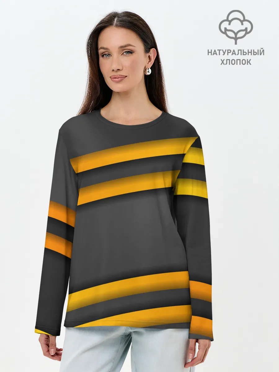 Лонгслив женский. Хлопок / Желтые полосы
