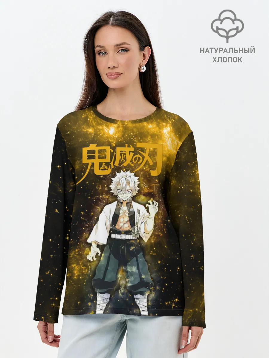 Лонгслив женский. Хлопок / Санеми Шинадзугава Kimetsu no Yaiba