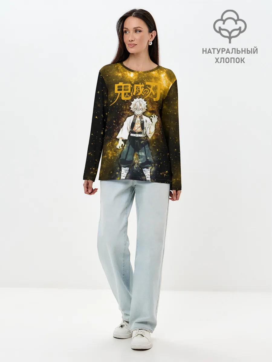 Лонгслив женский. Хлопок / Санеми Шинадзугава Kimetsu no Yaiba