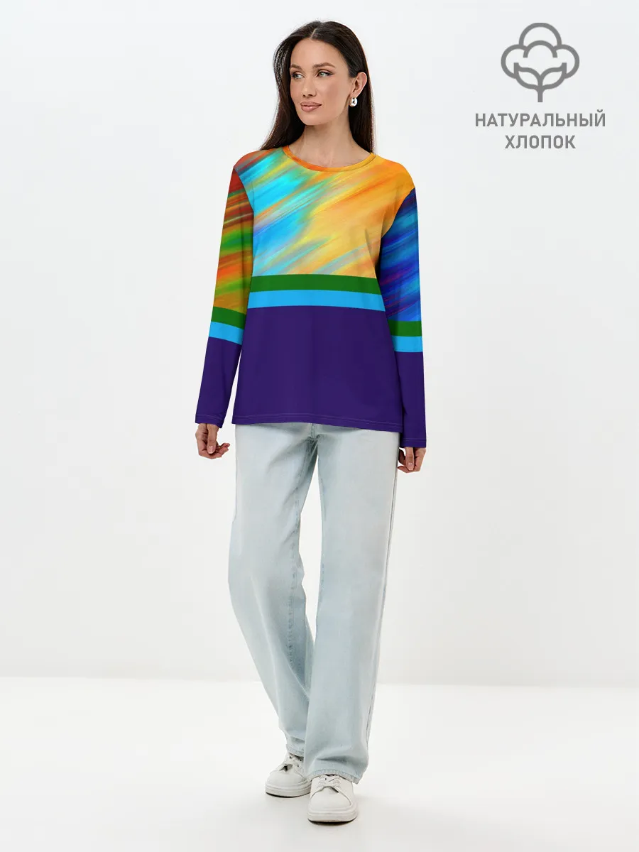 Лонгслив женский. Хлопок / Размытие