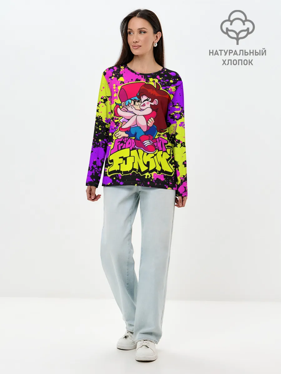 Лонгслив женский. Хлопок / Парень и Девушка Friday Night