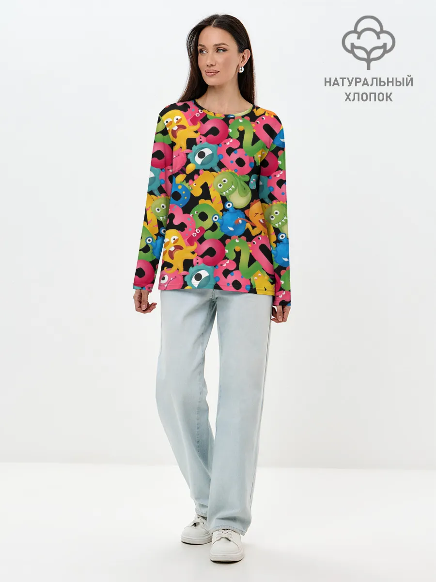 Лонгслив женский. Хлопок / Monstry с цифрами