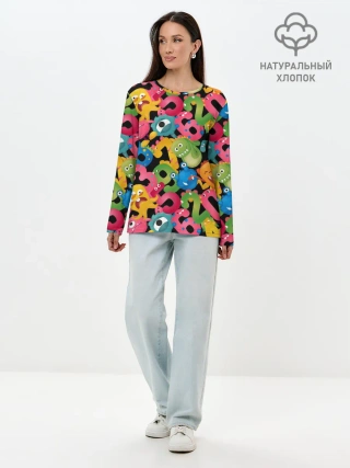 Лонгслив женский. Хлопок / Monstry с цифрами