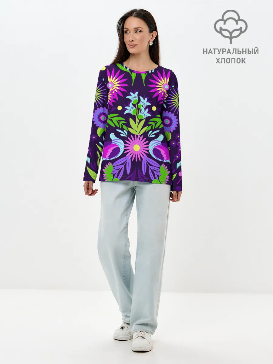 Лонгслив женский. Хлопок / Мексиканская феерия