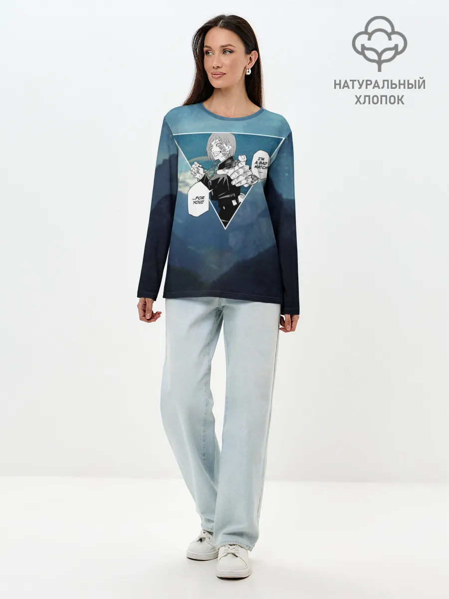 Лонгслив женский. Хлопок / Магическая Битва | Реплика Кугисаки Нобара