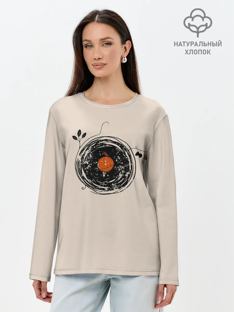 Лонгслив женский. Хлопок / Natural Vinyl Records Vintage
