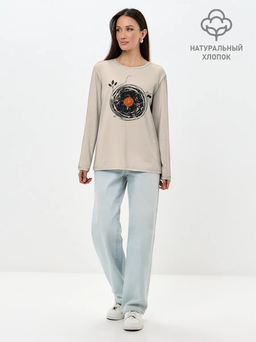 Лонгслив женский. Хлопок / Natural Vinyl Records Vintage