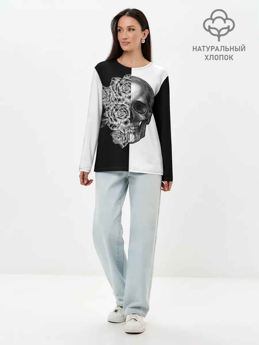 Лонгслив женский. Хлопок / SkullRose Sketch