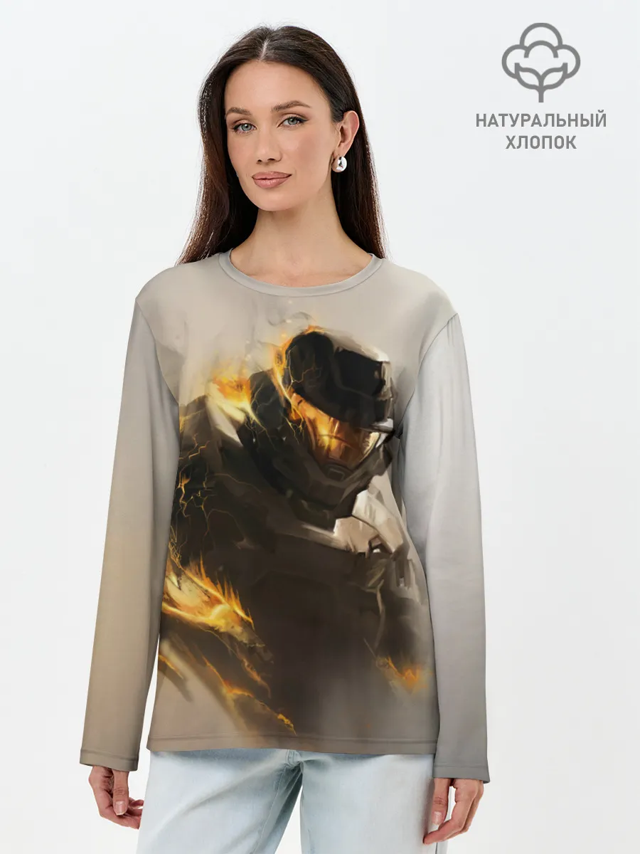 Лонгслив женский. Хлопок / Spartan in hell | Halo