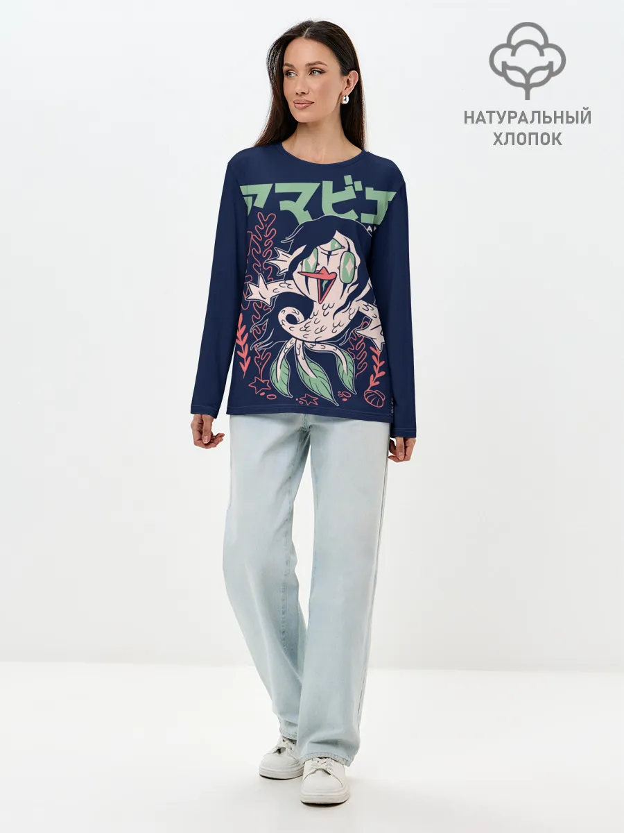 Лонгслив женский. Хлопок / Аниме Демон Амабиэ Ёкай