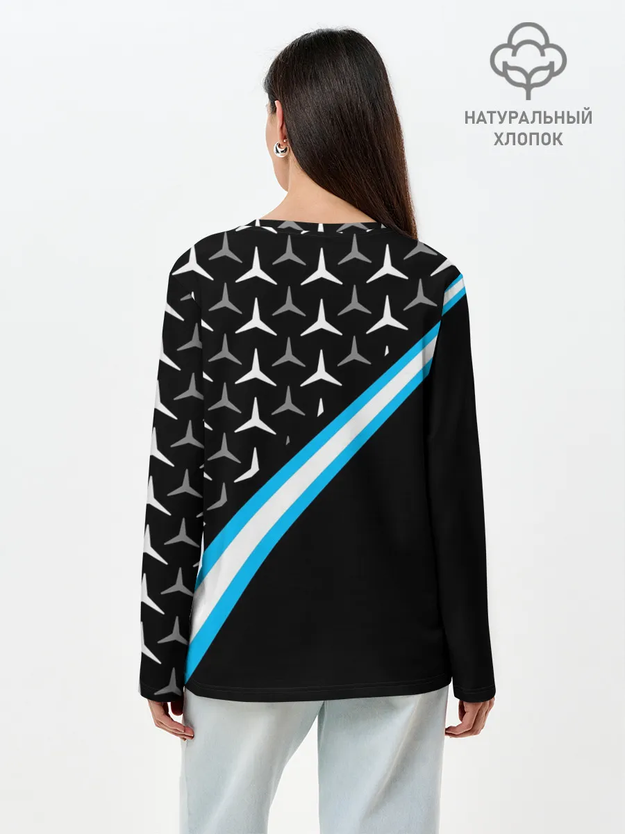 Лонгслив женский. Хлопок / MERCEDES / УЗОР / ЛИНИЯ АКВА