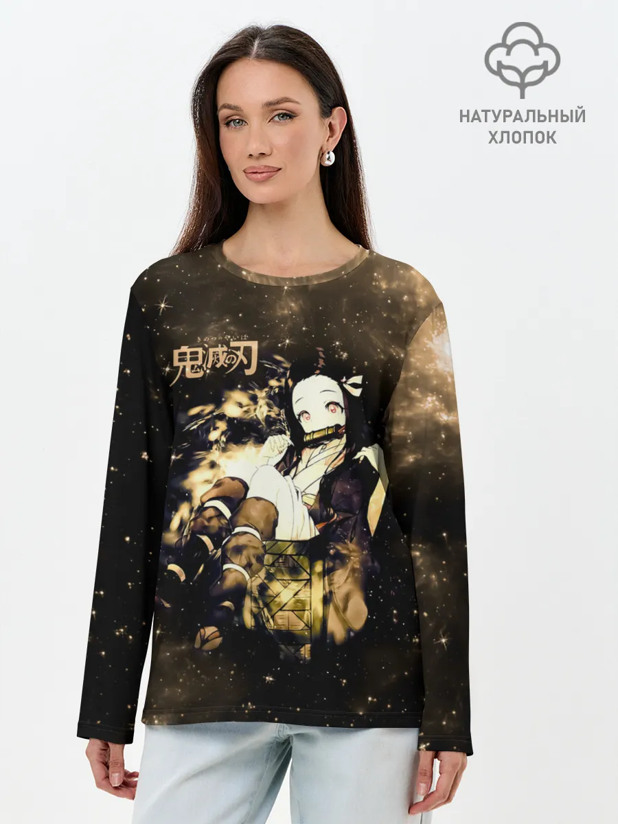 Лонгслив женский. Хлопок / Незуко Камадо Kimetsu no Yaiba