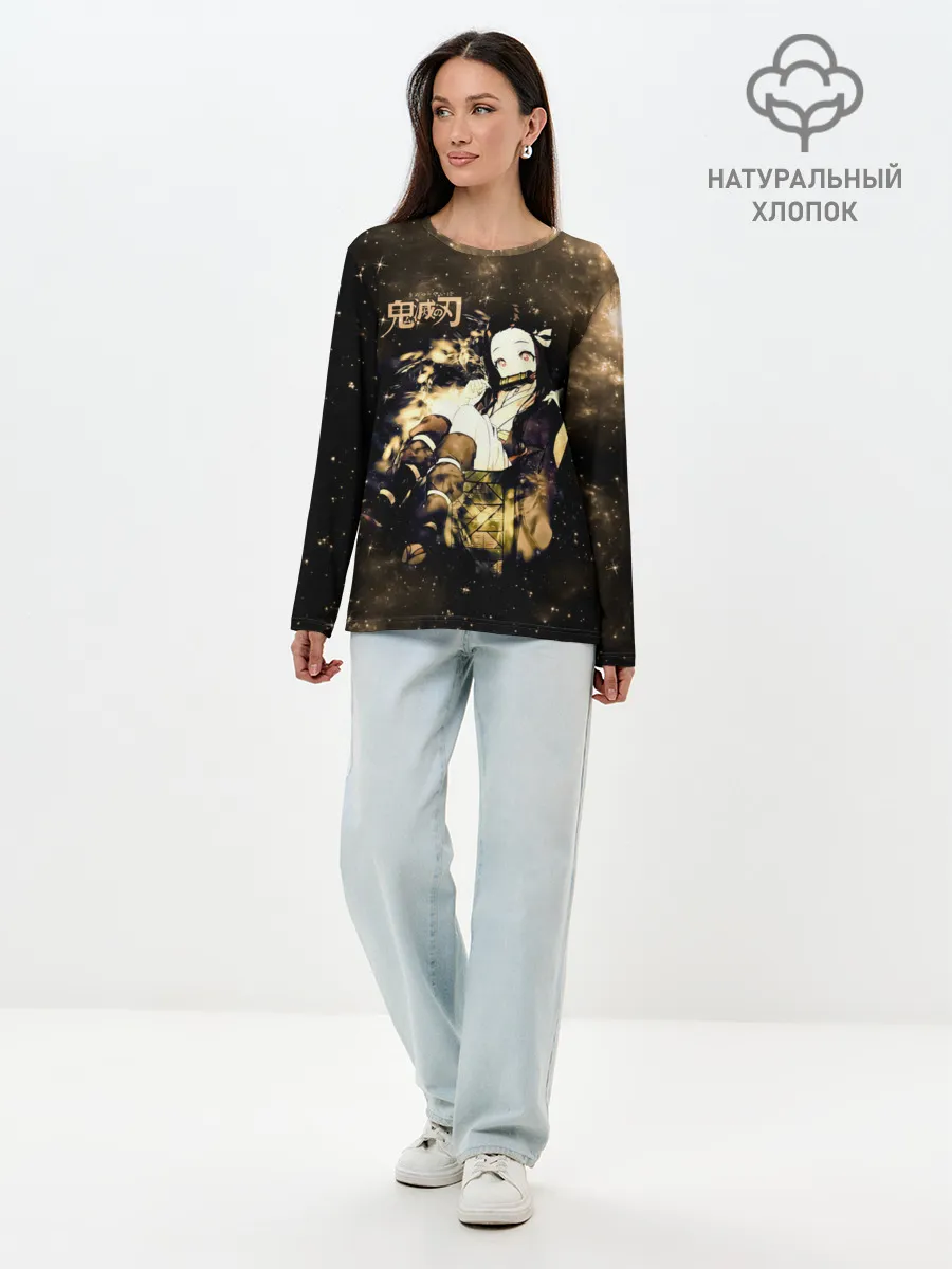 Лонгслив женский. Хлопок / Незуко Камадо Kimetsu no Yaiba